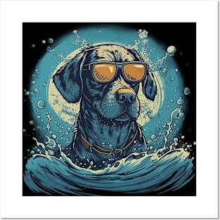 Swimming dog Posters and Art